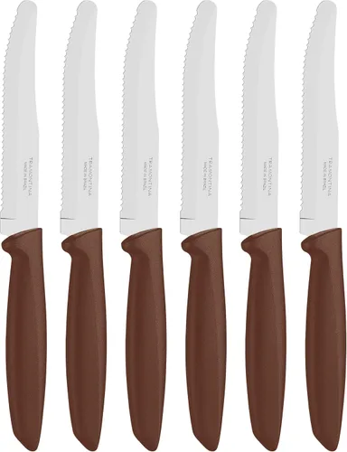 Miniatura 13 de Tramontina 23498054 - Juego de 6 cuchillos de cocina dentados con frutas y tomates, pelador de verduras, acero inoxidable, multiusos, punta Negro