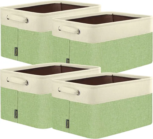 Miniatura 15 de BALEINE 1 paquete de contenedores de almacenamiento de tela para estantes, cestas de almacenamiento de lino para organizar, contenedores decorativos