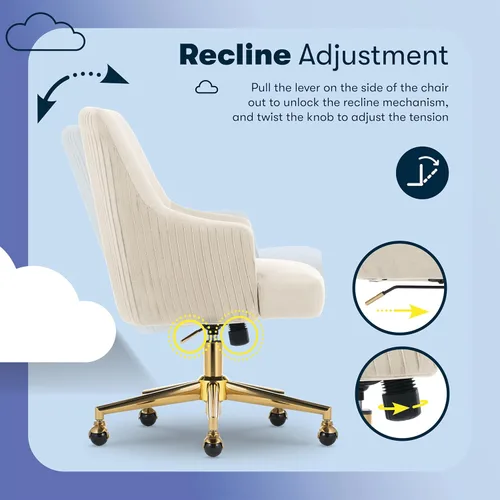 Miniatura 7 de Silla de oficina moderna Serta Scarlett, silla de escritorio de respaldo medio plisado y curvo, cojín de asiento de bolsillo de resorte en espiral