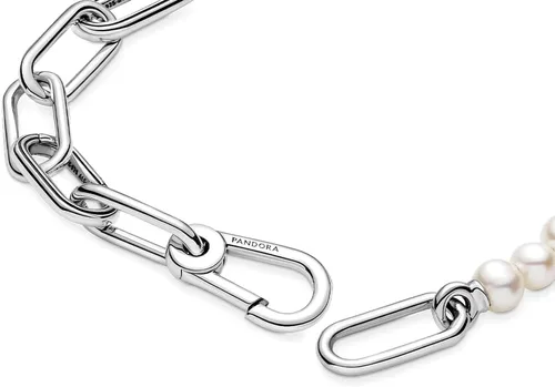 Miniatura 4 de Pandora ME - Pulsera de perlas cultivadas de agua dulce tratada Pulsera de perlas para mujer Cuenta con 2 conectores Regalo para ella Plata