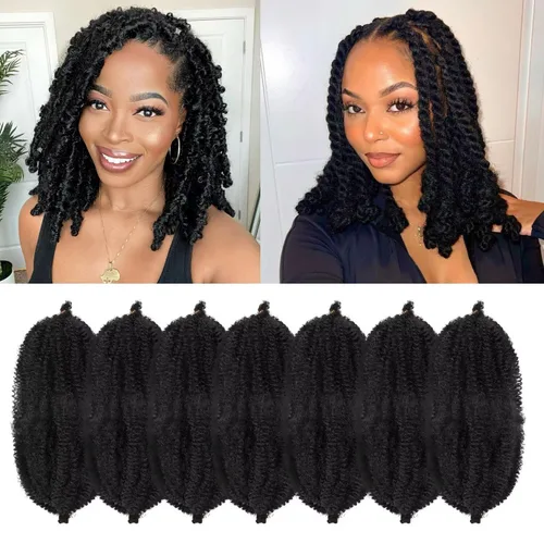 Miniatura 43 de Marley Twist - Cabello trenzado de 16 pulgadas, cabello afro trenzado elástico, paquete de 7 paquetes, cabello rizado rizado ombré, marrón Marrón