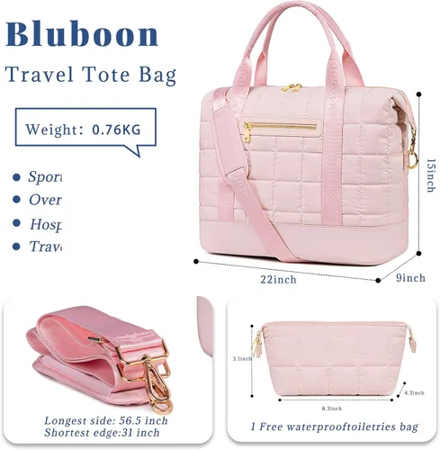 Miniatura 4 de BLUBOON Bolsas de viaje con cremallera, bolsa de lona para mujer, bolsa de fin de semana para mujer, bolsa de lona para llevar en la bolsa de lona