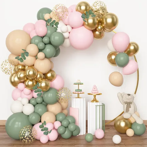 Miniatura 26 de Amandir Kit de arco de guirnalda de globos azul polvoriento, 153 piezas, diferentes tamaños de 18, 12, 10, 5 pulgadas, globos de látex azul blanco