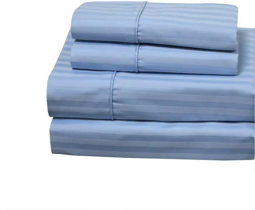 Miniatura 5 de Royal Hotel Bedding Sábanas de algodón pesado, juego de sábanas de 4 piezas, 100% algodón de 250 hilos, bolsillo profundo, rayas de satén
