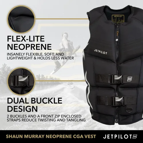 Miniatura 3 de Jet Pilot Shaun Murray Chaleco de neopreno aprobado por la CGA PFD (negro, XXL)