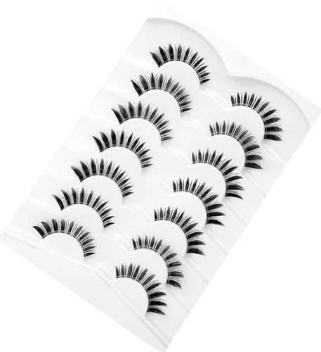 Miniatura 507 de Pooplunch - Pestañas postizas finas de visón sintético, estilo ojo de gato, naturales, cruzadas, tipo racimo, efecto 8D de volumen, tiras