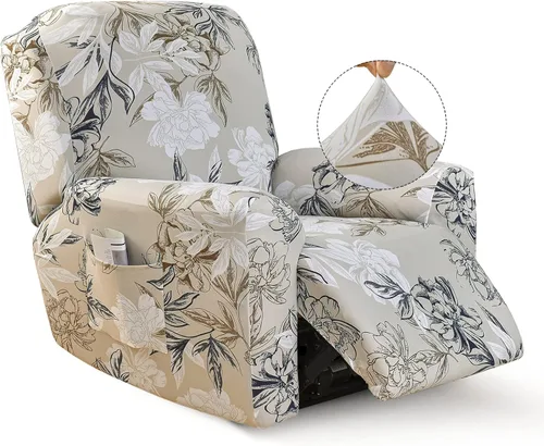 Miniatura 15 de Iauddy Funda para sillón reclinable, elástica, suave, antideslizante, para silla reclinable, 4 piezas, protector de muebles para sillón reclinable
