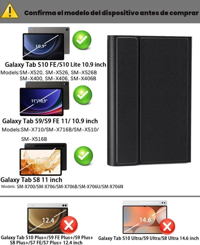 Miniatura 2 de Funda para teclado para Samsung Galaxy Tab S10 Lite / S10 FE / S9 FE / S9 / S8 10.9-11 pulgadas Cubierta - Teclado magnético desmontable