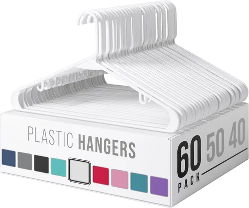 Miniatura 13 de Perchas de plástico para ropa, paquete de 20 unidades, ganchos de plástico color aguamarina, son perfectas para colgar abrigos y ahorrar espacio