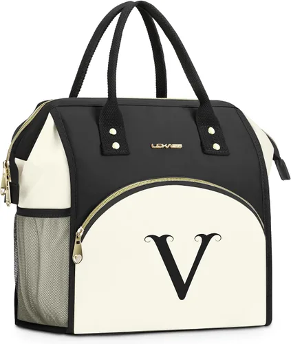 Miniatura 29 de Bolsa de almuerzo personalizada para mujer, elegante, reutilizable, aislada, con iniciales, para amiga, grande, de apertura ancha, resistente al