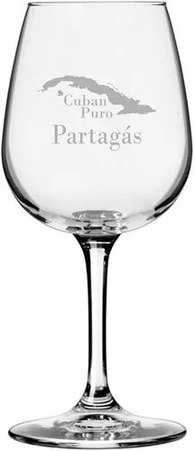 Miniatura 7 de Cuaba - Copa de vino multiusos con temática de cigarro cubano grabada de 12.75 onzas