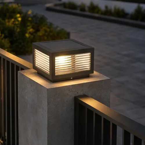 Miniatura 5 de Luz solar para exteriores, 7.9 pulgadas, acero inoxidable IP65, impermeable, lámpara de poste cuadrada, regulable, lámpara de columna de paisaje [M]