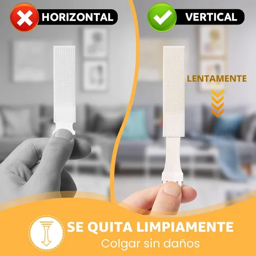 Miniatura 7 de Sinnsally Tiras Grandes para Colgar Cuadros de Servicio Pesado, 20 Pares (40 Tiras) Colgadores Adhesivos de Cuadros para Paredes Colgado Sin Clavo