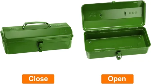 Miniatura 3 de HARFINGTON Caja de Herramientas 14.2" Caja de Herramientas de Acero Portátil Estilo Techo de Cadera con Cierre de Pestillo de Metal Cofre de Verde