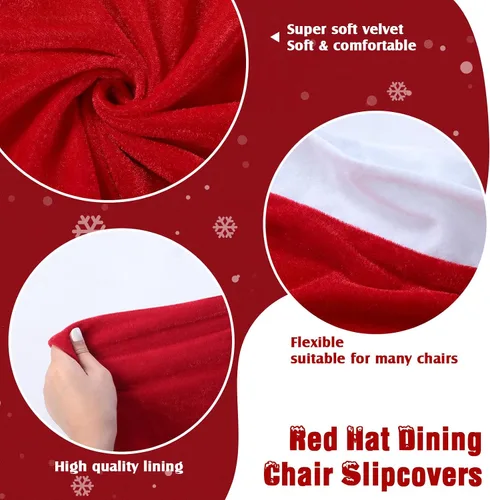 Miniatura 3 de Peryiter 24 piezas de decoraciones navideñas para sillas, fundas protectoras de terciopelo para sillas de comedor de Navidad, para cocina