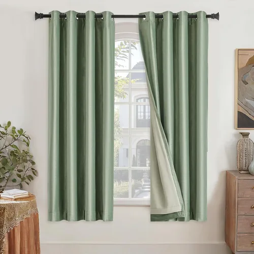 Miniatura 17 de GIGIZAZA Cortinas de terciopelo 100% opacas de 72 pulgadas, 2 paneles, cortinas negras para ventana, con aislamiento térmico, cortina de lujo