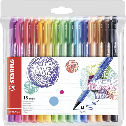 Miniatura 12 de STABILO Fineliner pointMax - Paquete de 8 - Colores surtidos Colores Variados