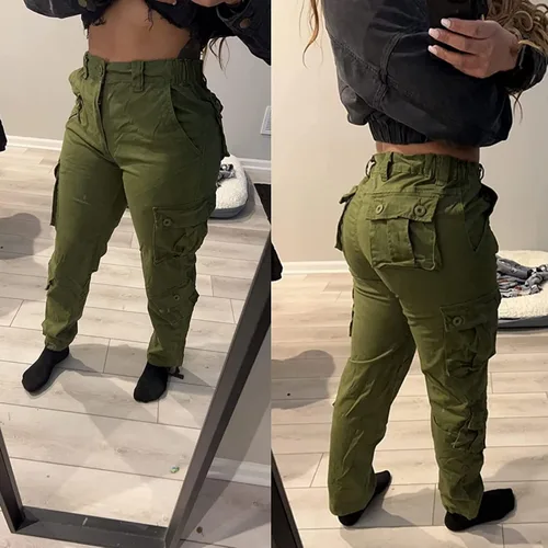Miniatura 2 de Pantalones cargo de trabajo para mujer, de algodón, con 8 bolsillos, informal, estilo de combate militar