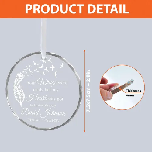 Miniatura 6 de Adorno de cristal conmemorativo personalizado – Pérdida de papá, mamá, tío, regalo de condolencia de condolencia, en memoria amorosa, recuerdo