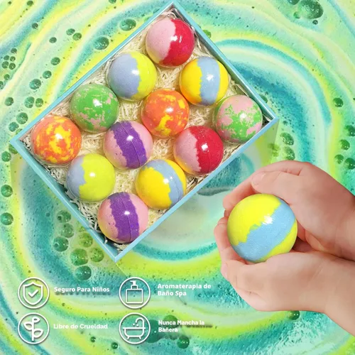 Miniatura 5 de Bombas de baño para niños con sorpresas adentro, set de 12 bombas de baño con juguetes, bolas efervescentes de baño de burbujas naturales