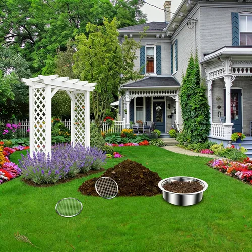Miniatura 8 de Juego de tamiz de suelo bonsái para jardinería, tamiz de suelo con 5 mallas intercambiables (0.039 in, 0.118 in, 0.197 in, 0.276 in, 0.354 in)