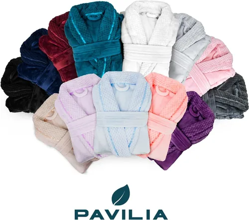 Miniatura 6 de Albornoz PAVILIA de lujo para mujer de felpa, con ribete de gofre suave, albornoz de felpa cálido y suave