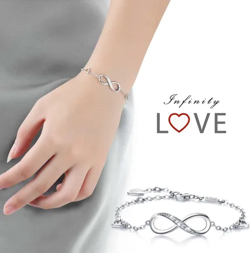 Miniatura 5 de Billie Bijoux Pulsera ajustable de plata de ley 925 con símbolo de amor infinito infinito para mujer