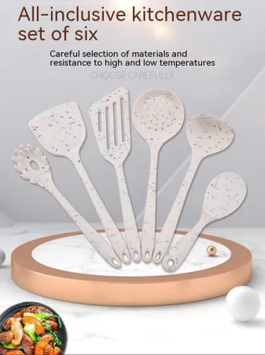 Miniatura 2 de Juego de 6 utensilios de cocina de silicona, utensilios de cocina de silicona, resistentes al calor, alta resistencia al calor hasta 480 °F, diseño