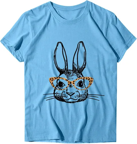 Miniatura 3 de Camiseta de manga corta ajustada para mujer, cuello redondo, transpirable, con estampado de Pascua