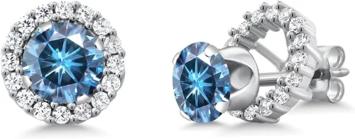 Miniatura 155 de Gem Stone King Aretes redondos de plata de ley 925 de 0.236 in con piedra natal extraíble para mujer