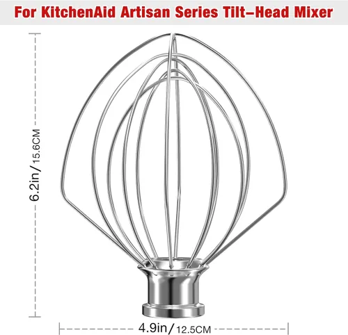 Miniatura 4 de K45WW - Accesorio de acero inoxidable de 6 alambres para batidora KitchenAid con cabezal inclinable, cuenco de 4.5 a 5 cuartos de galón, repuesto