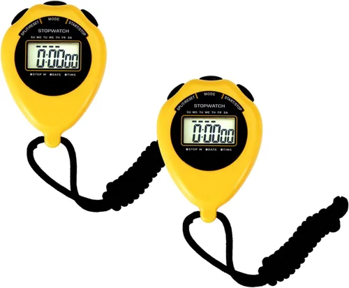Miniatura 7 de Temporizador deportivo cronómetro, paquete de 2 cronómetros digitales de pantalla grande con fecha y hora, sin alarma, silencioso, fácil de Negro