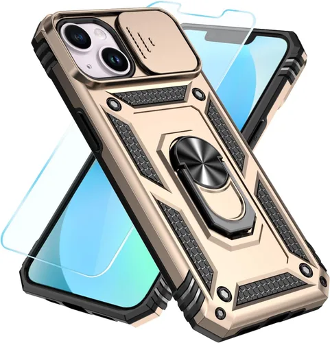 Miniatura 3 de SunStory Funda compatible con iPhone 12 Pro Max con protector de pantalla HD, cubierta de cámara deslizante y soporte de anillo giratorio