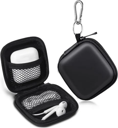 Estuche para auriculares, Estuche para auriculares Cridoz de EVA con mosquetón de acero inoxidable para auriculares inalámbricos, Organizador de
