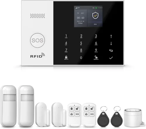 LWOHSI Sistema de alarma inalámbrico, sistemas de seguridad para el hogar 4G/WiFi, alerta de aplicación de teléfono, sensores de puerta/ventana y
