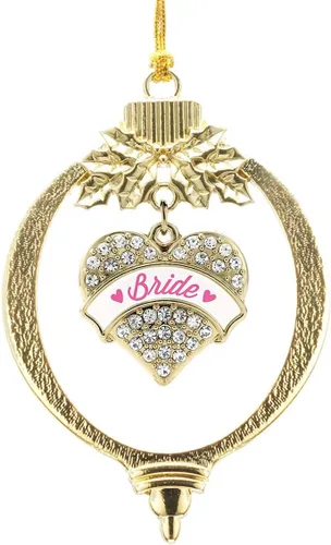 Miniatura 132 de Inspired Silver - Wrestling - Adorno de Navidad dorado - Adorno de árbol de Navidad con dije de corazón con circonita cúbica - Decoración colgante