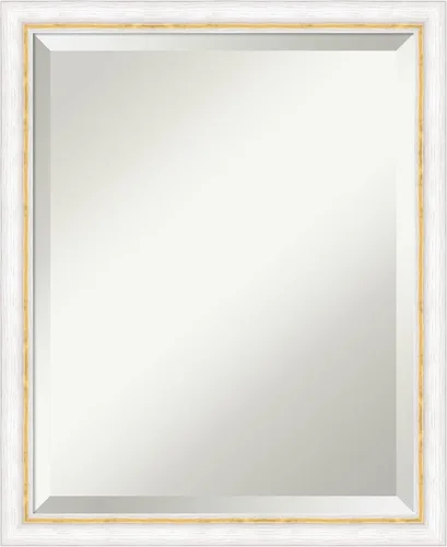 Miniatura 7 de Amanti Art - Espejo de baño blanco para sobre lavabo, espejo de tocador rectangular Morgan blanco azul de 22x18, marco de madera moderno pequeño, se