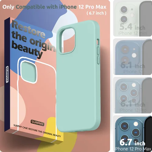 Miniatura 2 de SURPHY Funda diseñada para iPhone 12 Pro Max de 6.7 pulgadas, funda de silicona líquida (con forro de microfibra) para iPhone 12 Pro Max 2020, verde