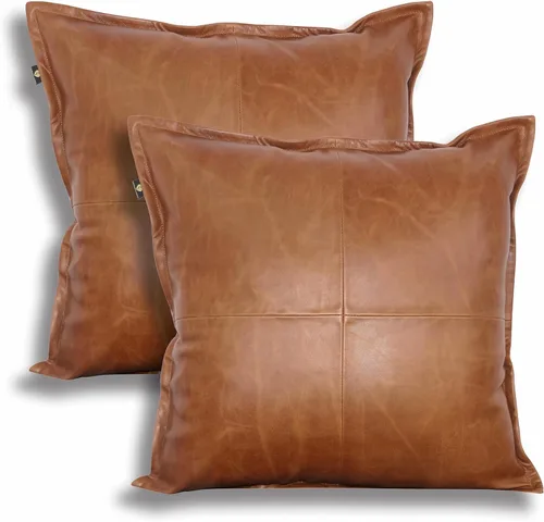 LL LEATHER LOVERS Funda de almohada de cuero de cordero - Funda de cojín para sofá - Fundas decorativas para sala de estar y dormitorio, 20x20
