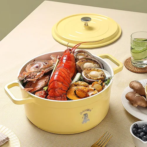 Miniatura 4 de Olla de horno holandés de hierro fundido esmaltado con tapa 6QT antiadherente revestimiento de esmalte sartén cocina utensilios de cocina