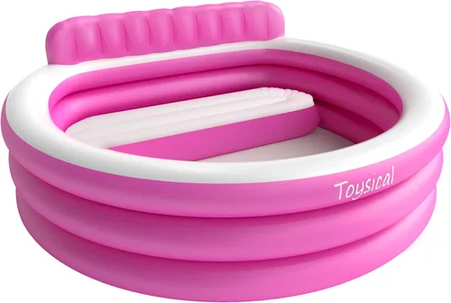 Toysical Piscina inflable redonda con asientos y respaldo para niños, familias y adultos, 88 x 85 x 21 pulgadas