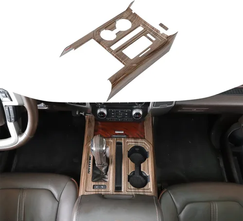 Miniatura 11 de Voodonala Cubierta de panel de consola de engranajes estilo madera negra para Ford F150 2015-2020 (madera negra, 1 unidad, ABS)