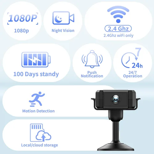 Miniatura 2 de Minicámara 2026 Actualización de seguridad inalámbrica Cámara pequeña WiFi 1080P Micro Magnetic Niñera Cam con detección de movimiento, gran angular