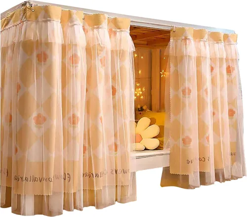 Miniatura 30 de Cortinas de gasa bonitas genéricas para litera con dosel de cama con encaje, 2 paneles, aguacate