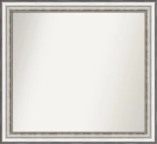 Miniatura 219 de Amanti Art Espejo de baño plateado para sobre el fregadero, 26 x 26 pulgadas, espejo cuadrado de plata antigua, marco de madera tradicional mediano