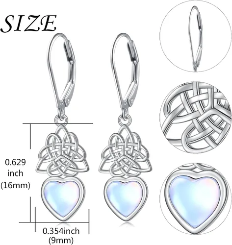 Miniatura 96 de Aretes colgantes de filigrana de plata de ley 925, margarita, loto, flor de rosa, piedra lunar, lágrima para mujer, nudo celta infinito, margarita