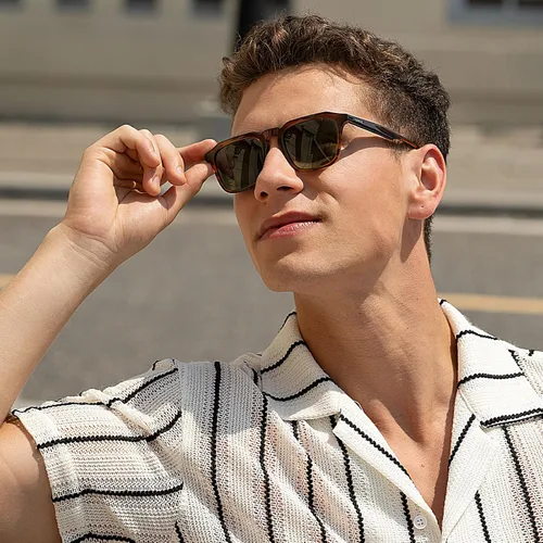 Miniatura 2 de CARFIA Gafas de sol cuadradas para hombre, polarizadas, retro, diseño de los años 60, acetato hecho a mano, protección UV400, lentes de sol geniales