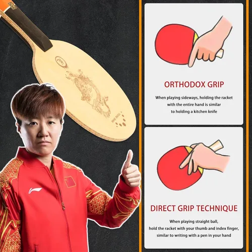 Miniatura 6 de YAN-Long - Raqueta de ping pong profesional, raqueta de tenis de mesa de carbono arilato incorporada, para jugadores intermediarios y avanzados