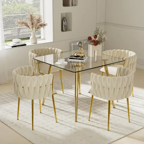 Miniatura 66 de Juego de mesa de comedor de cristal plateado para 2, juego de mesa cuadrada de lujo moderno de 36 pulgadas, juego de mesa de cocina minimalista de 3
