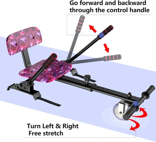 Miniatura 4 de LIEAGLE Scooter with Seat Attachment, 6.5" Scooters Go Kart Combo with Colorful LED Lights & Bluetooth, for Kids Boys Girls Adults All Ages Púrpura